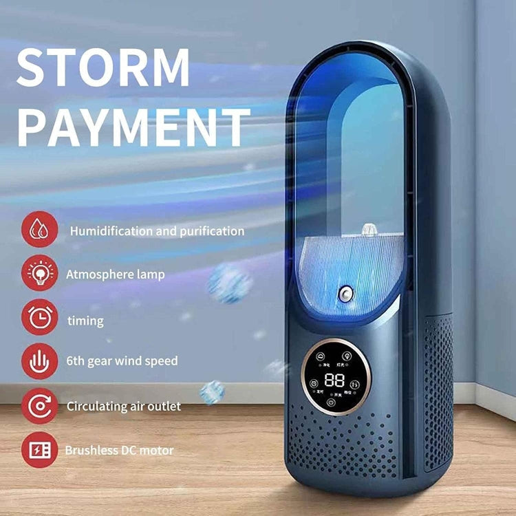 Desk Bladeless Humidification Electric Fan Six Gear Adjustable with LED Light Timing Function – Durable Build, Easy to Use