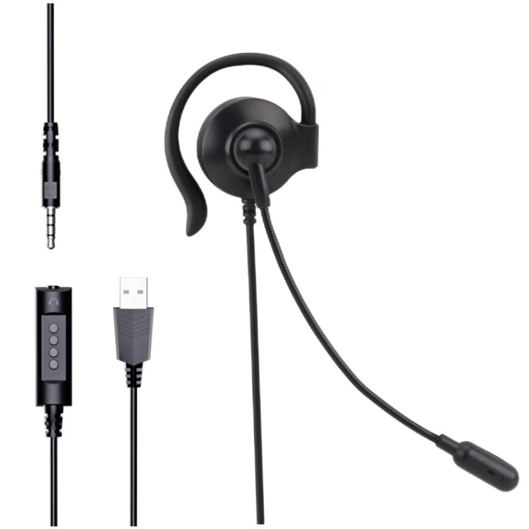 SOYTO SY227 Single-side Operator Ear Hook Headset Corded Computer Headset, Separation USB Wire Control Separation USB Wire Control
