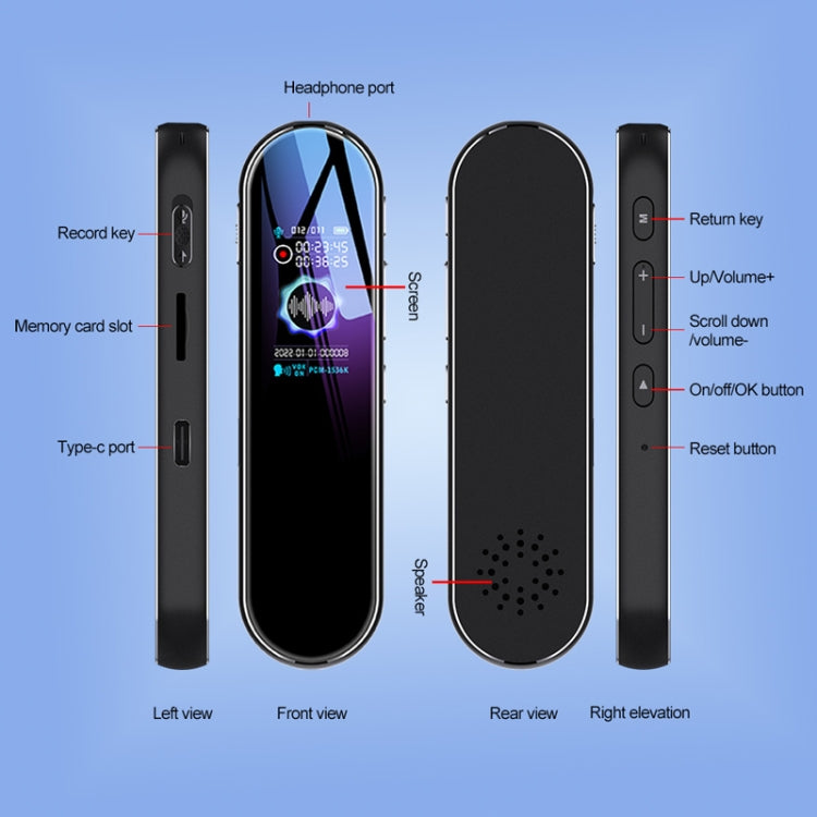 Q53 Ultra Long Standby Timer Voice Recorder HD Noise Canceling Recording Device, No Memory, 4GB, 8GB, 16GB, 32GB, 64GB, 128GB
