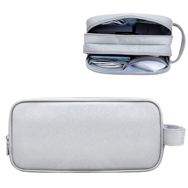 SM09 Double-layer Large Capacity Digital Accessories Storage Bag, Gray, Black, Navy Blue, Dark Gray Gray