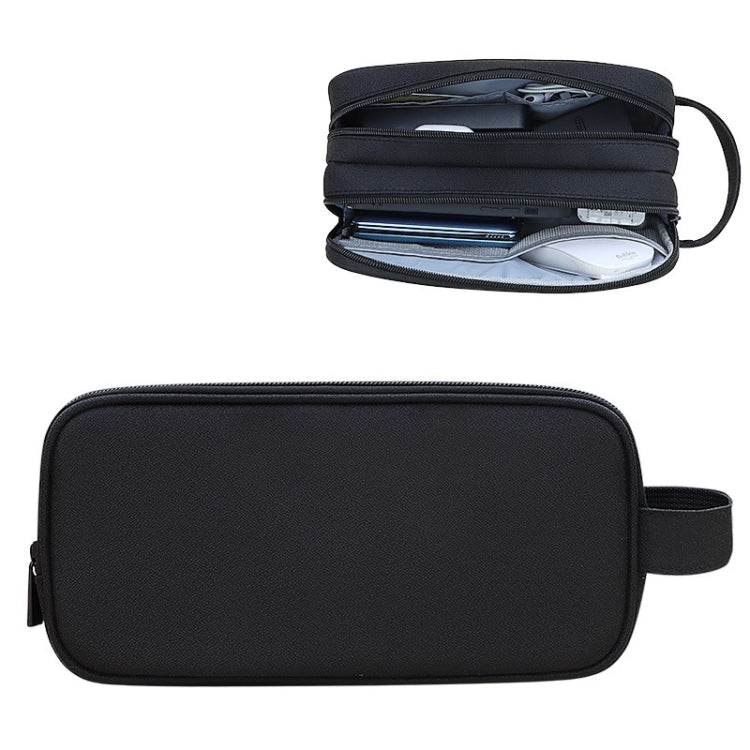SM09 Double-layer Large Capacity Digital Accessories Storage Bag, Gray, Black, Navy Blue, Dark Gray – Waterproof, Wear-resistant Black