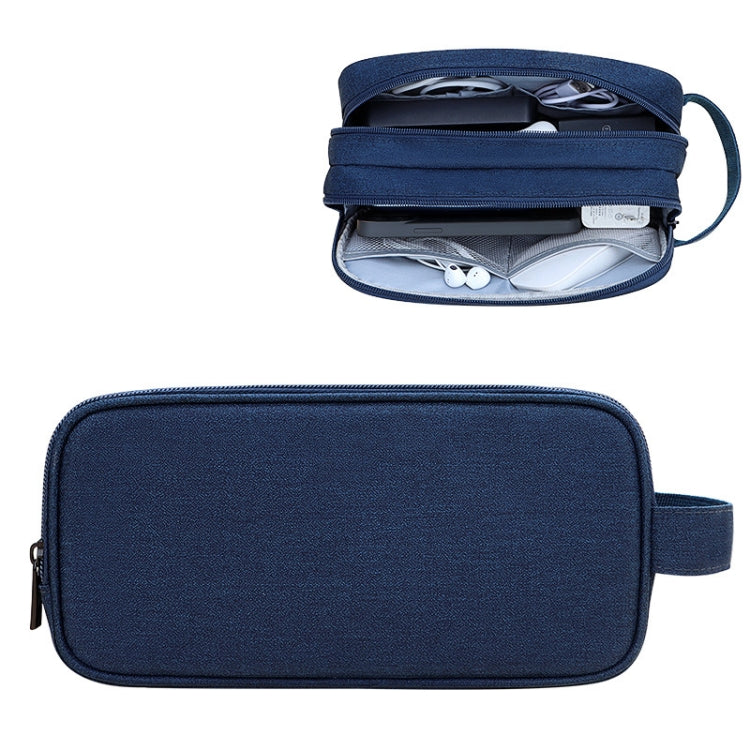 SM09 Double-layer Large Capacity Digital Accessories Storage Bag, Gray, Black, Navy Blue, Dark Gray – Waterproof, Wear-resistant Navy Blue