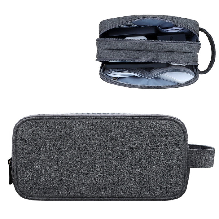 SM09 Double-layer Large Capacity Digital Accessories Storage Bag, Gray, Black, Navy Blue, Dark Gray – Waterproof, Wear-resistant Dark Gray
