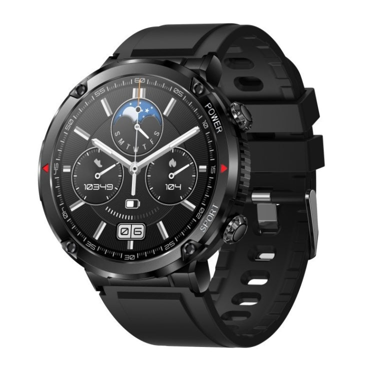 T30 1.6-inch Outdoor Sports Waterproof Smart Music Bluetooth Call Watch, Black, Dark Green, Black Steel+Silicone, Black Net+Silicone Black