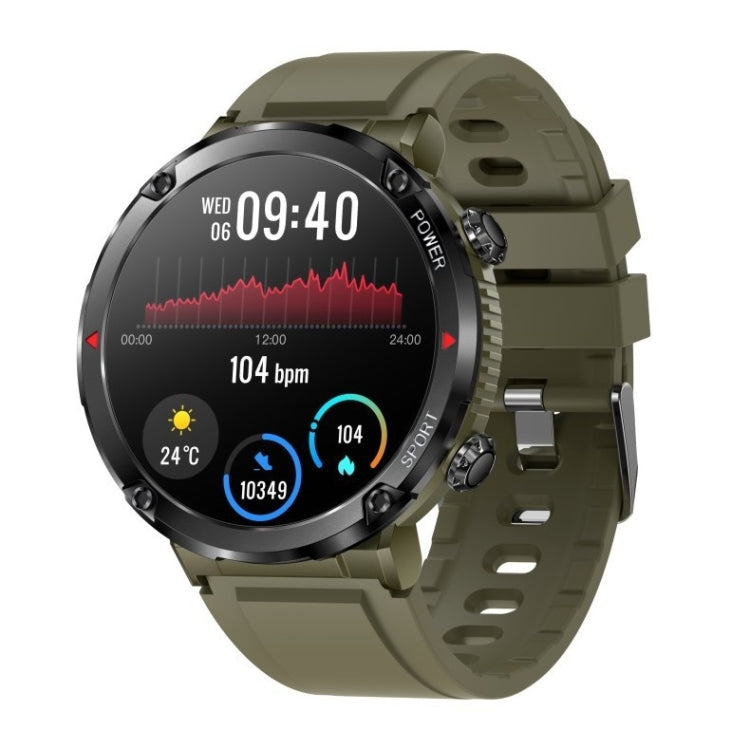 T30 1.6-inch Outdoor Sports Waterproof Smart Music Bluetooth Call Watch, Black, Dark Green, Black Steel+Silicone, Black Net+Silicone Dark Green