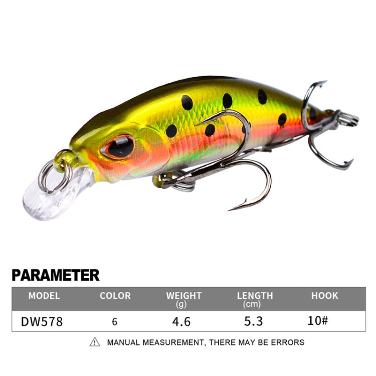 5.3cm 4.6g Sinking Minnow Lure Long Casting Bionic Plastic Hard Bait Fishing Tackle, PROBEROS DW577 8003 Hook, PROBEROS DW578 Ordinary Hook – Durable Build, Easy to Use