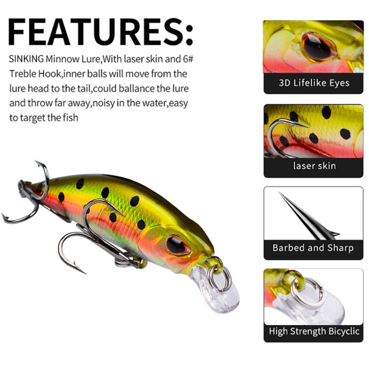 5.3cm 4.6g Sinking Minnow Lure Long Casting Bionic Plastic Hard Bait Fishing Tackle, PROBEROS DW577 8003 Hook, PROBEROS DW578 Ordinary Hook – Durable Build, Easy to Use