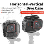 aMagisn Horizontal and Vertical Shooting Waterproof Diving Housing 60m Waterproof Diving Case Accessories, For Insta360 Ace