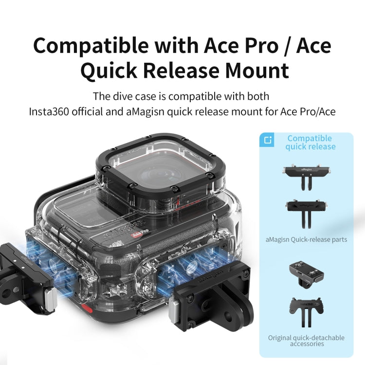 aMagisn Horizontal and Vertical Shooting Waterproof Diving Housing 60m Waterproof Diving Case Accessories, For Insta360 Ace