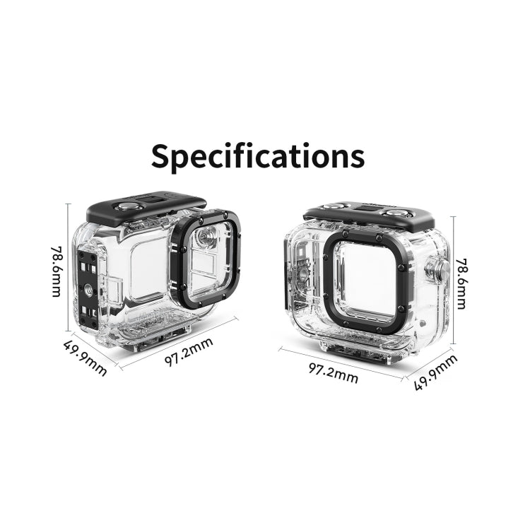 aMagisn Horizontal and Vertical Shooting Waterproof Diving Housing 60m Waterproof Diving Case Accessories, For Insta360 Ace