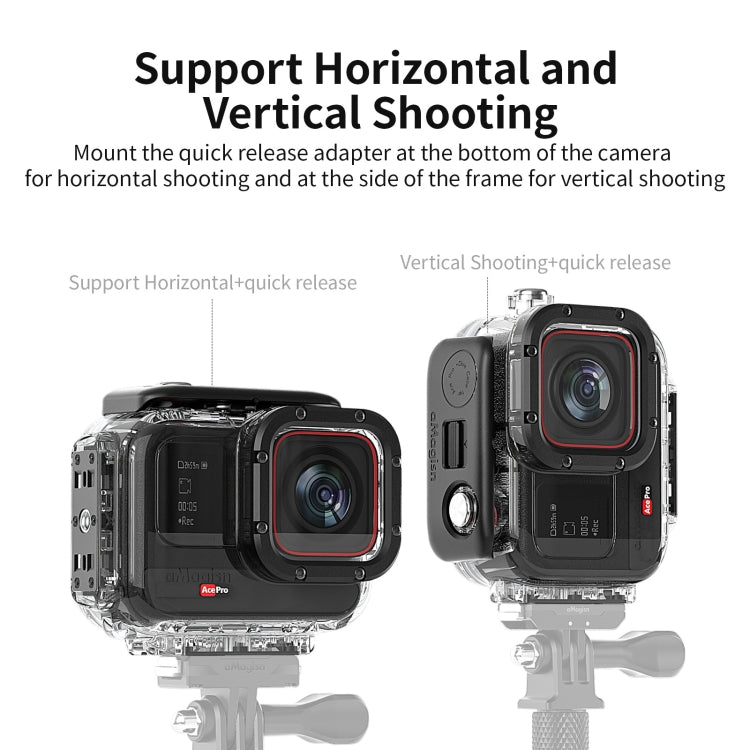 aMagisn Horizontal and Vertical Shooting Waterproof Diving Housing 60m Waterproof Diving Case Accessories, For Insta360 Ace