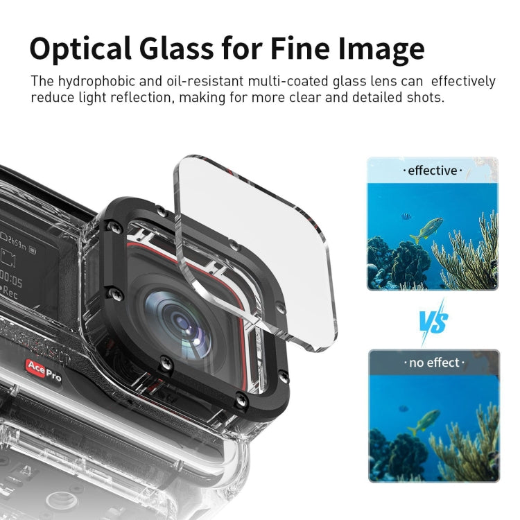aMagisn Horizontal and Vertical Shooting Waterproof Diving Housing 60m Waterproof Diving Case Accessories, For Insta360 Ace