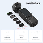 For DJI Osmo Pocket 3 aMagisn HD Double Sided Coated Filters Sports Camera Protective Goggles, CPL, ND16+ND64+ND256 + CPL, ND16+ND64+ND256+ND1000