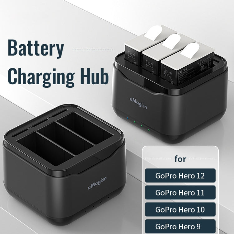 AMagisn Battery Charger Charging Seat For GoPro HERO12 Black /11 Black /10 Black /9 Black, For GoPro HERO12 /11/10/9