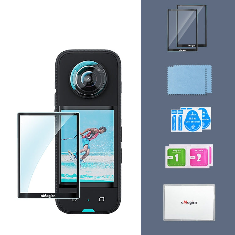 For Insta360 X3 aMagisn Screen Tempered Film Protection Sports Camera Accessories, 2sets 2sets