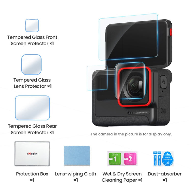 For Insta360 ACE aMagisn Tempered Film Protective Stickers Sports Camera Accessories, 3 In 1, 6 In 1 – Waterproof, Anti-Scratch, Tempered Glass