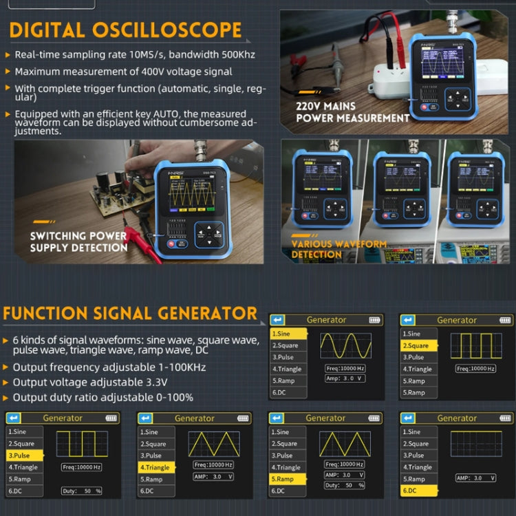 FNIRSI 3 In 1 Handheld Digital Oscilloscope LCR Transistor Tester, DSO-TC3 Standard, DSO-TC3 Upgrade – Durable Build, Easy to Use