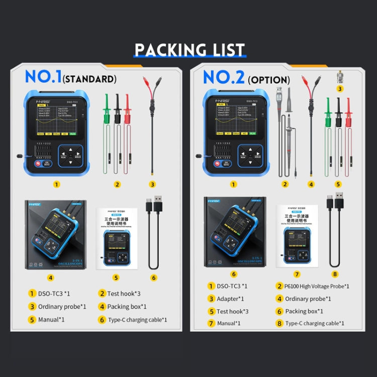 FNIRSI 3 In 1 Handheld Digital Oscilloscope LCR Transistor Tester, DSO-TC3 Standard, DSO-TC3 Upgrade – Durable Build, Easy to Use