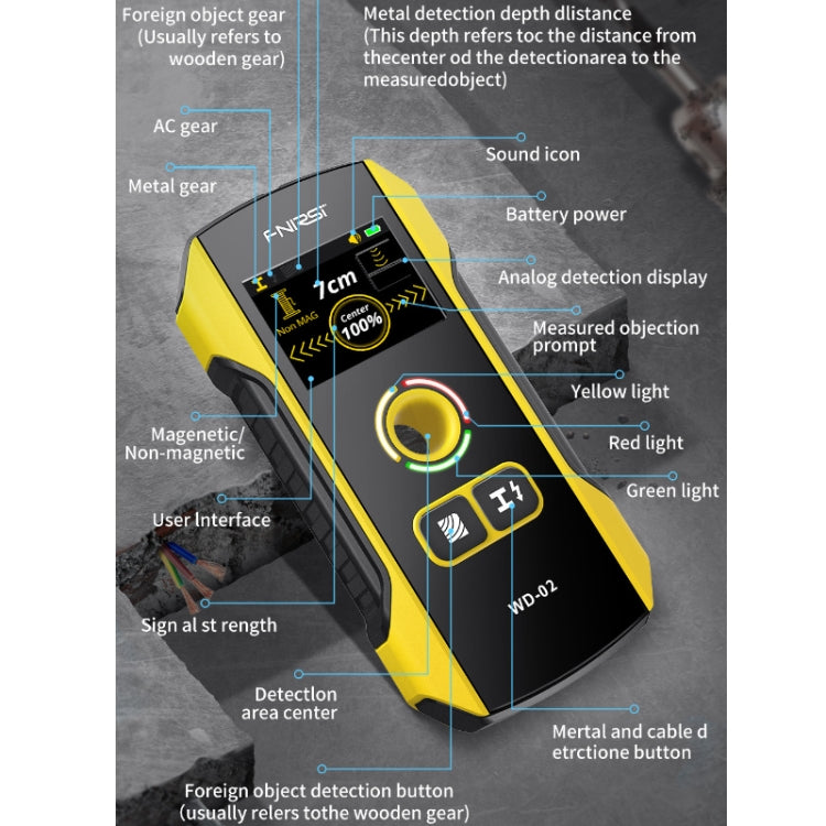 FNIRSI Multifunctional Wall Wire And Metal Rebar Detector, WD-02 – Wear-resistant, Non-slip