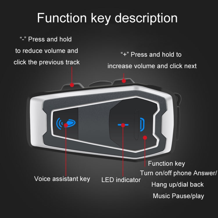 Motorcycle Helmet Bluetooth 5.0 Stereo Music Cycling Headphones, V10 – Waterproof, Bluetooth