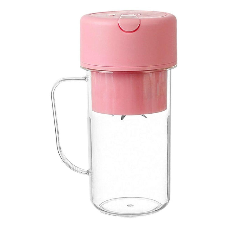 420ml 6 Blades Straw Juice Cup USB Charging Portable Fruit Juicer Smoothie Maker – 4K Pink