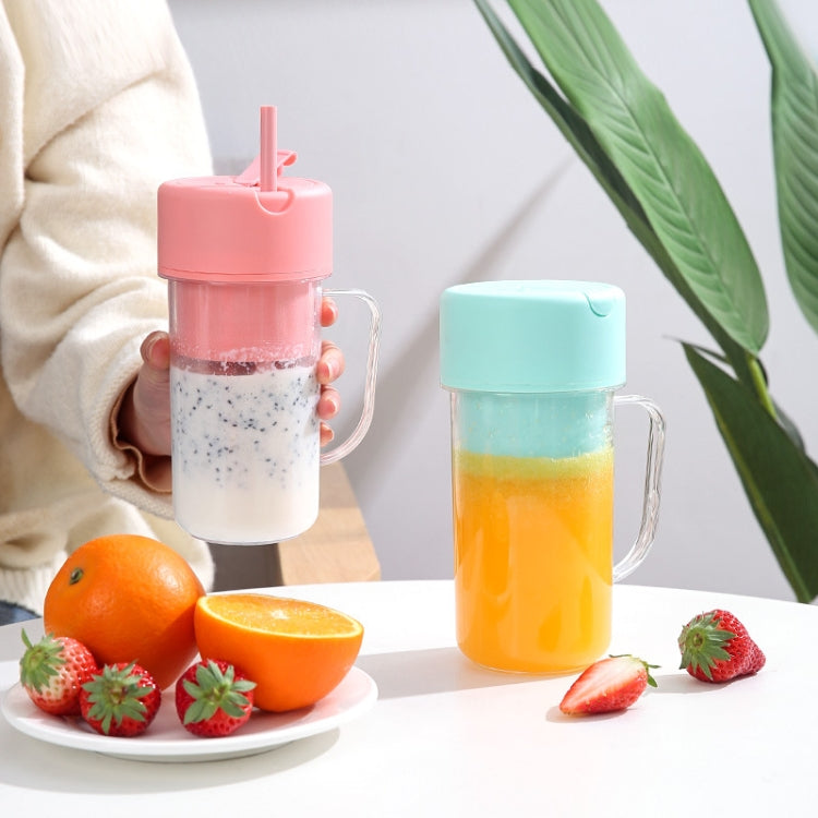 420ml 6 Blades Straw Juice Cup USB Charging Portable Fruit Juicer Smoothie Maker – 4K