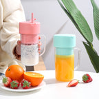 420ml 6 Blades Straw Juice Cup USB Charging Portable Fruit Juicer Smoothie Maker – 4K