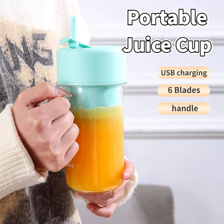420ml 6 Blades Straw Juice Cup USB Charging Portable Fruit Juicer Smoothie Maker – 4K