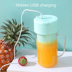 420ml 6 Blades Straw Juice Cup USB Charging Portable Fruit Juicer Smoothie Maker – 4K