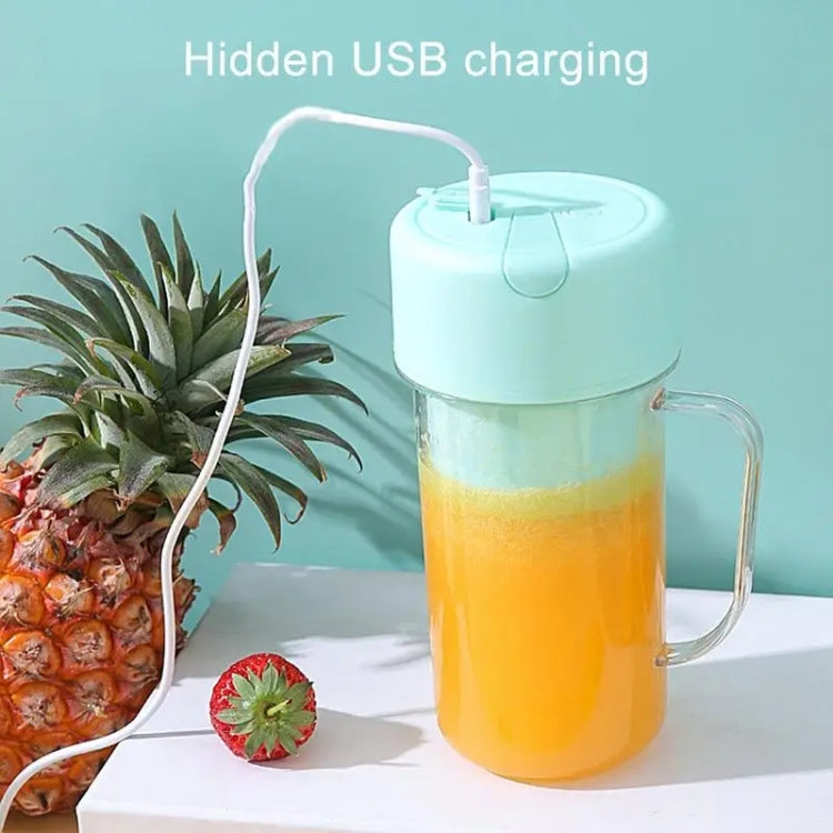 420ml 6 Blades Straw Juice Cup USB Charging Portable Fruit Juicer Smoothie Maker – 4K
