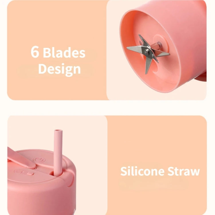 420ml 6 Blades Straw Juice Cup USB Charging Portable Fruit Juicer Smoothie Maker – 4K