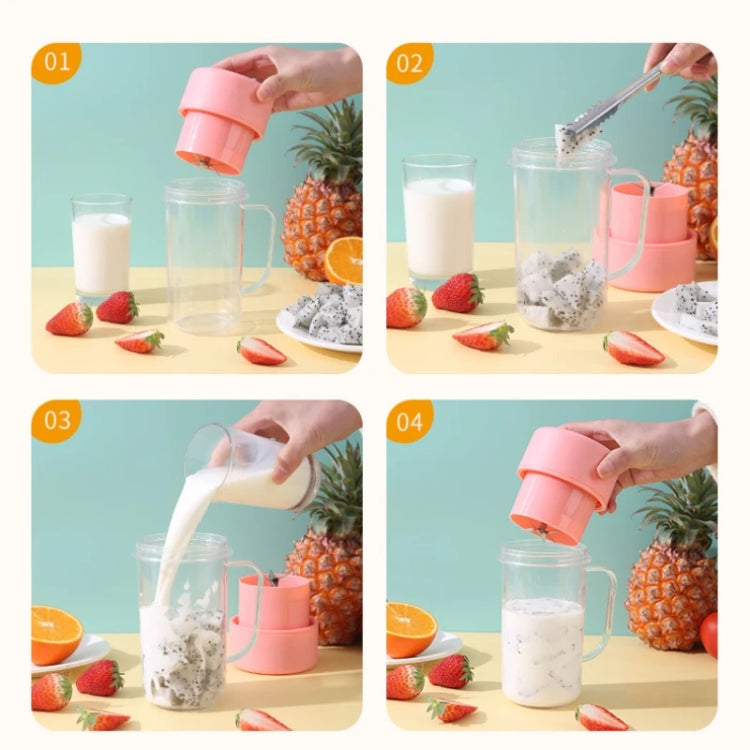 420ml 6 Blades Straw Juice Cup USB Charging Portable Fruit Juicer Smoothie Maker – 4K