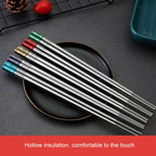 Food Grade 316 Stainless Steel Chopsticks Hotel Household Non-Slip Anti-Scald Chopsticks, 23cm Blue, 23cm Red, 23cm Green, 23.5cm Blue, 23.5cm Red, 23.5cm Green