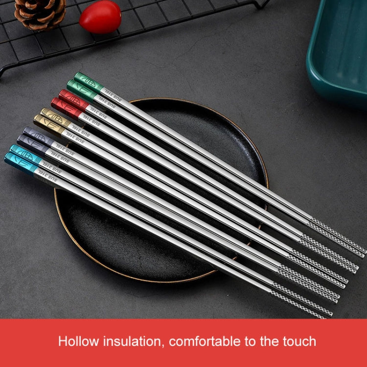 Food Grade 316 Stainless Steel Chopsticks Hotel Household Non-Slip Anti-Scald Chopsticks, 23cm Blue, 23cm Red, 23cm Green, 23.5cm Blue, 23.5cm Red, 23.5cm Green