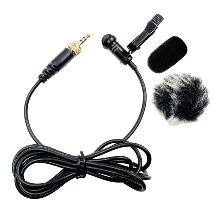 3.5mm Straight Internal Thread Plug Wireless Transmitting Lavalier Microphone, 1.5m 1.5m Sponge Cover+Rabbit Fur Windproof Cover