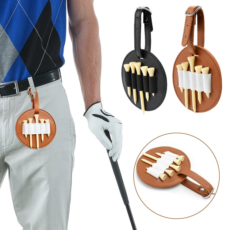 Leather Outdoor Waist Hanging Golf Spike Insert Pocket Storage Bag, Double-sided Black, Double-sided Brown, Single-sided Black, Single-sided Brown – Leather