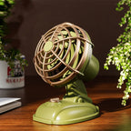 Mini Office Desktop Silent Electrical Fan Desktop Outdoor USB Retro Fan Green