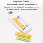 Directly Inserted 2 Slots USB AA / AAA Rechargeable Battery Charger, USB 2 Slots