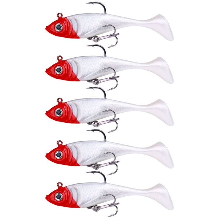 5pcs /Pack HENGJIA SO071 T-Tail Lead Fishing Lure Lua Fishing Soft Bait, 8.5cm 10.6g – Durable Build, Easy to Use 8.5cm 10.6g Red And White