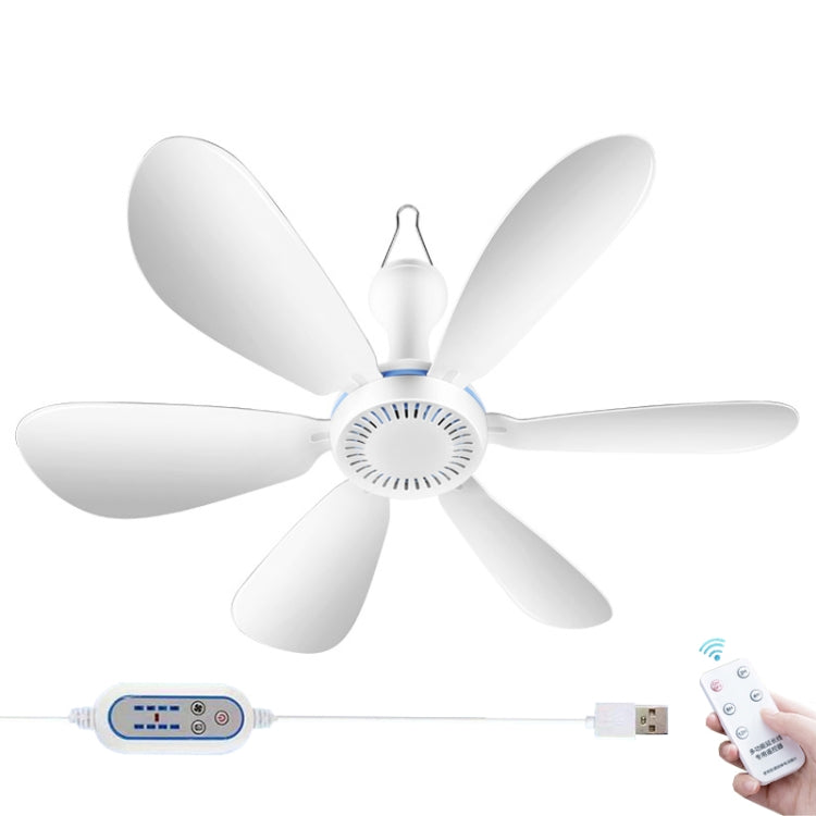 USB Home Dormitory Mute High Wind Power Mini Fan Six Blade Small Ceiling Fan, Single Fan, Fan+Remote Control Speed Control Cord – Durable Build, Easy to Use Fan+Remote Control Speed Control Cord