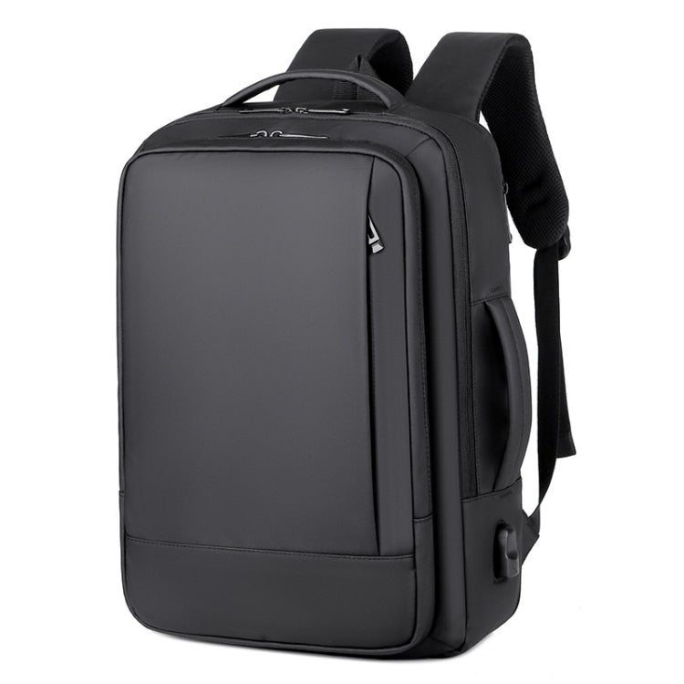 Expandable Business Waterproof Laptop Backpack With USB Port – Waterproof, Wear-resistant Black