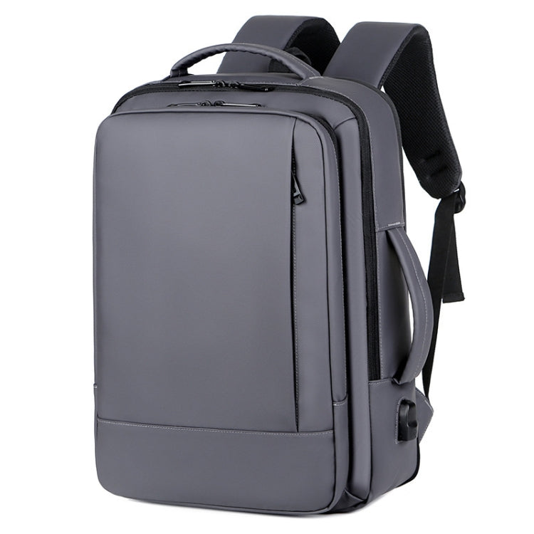Expandable Business Waterproof Laptop Backpack With USB Port – Waterproof, Wear-resistant Grey