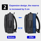 Expandable Business Waterproof Laptop Backpack With USB Port – Waterproof, Wear-resistant