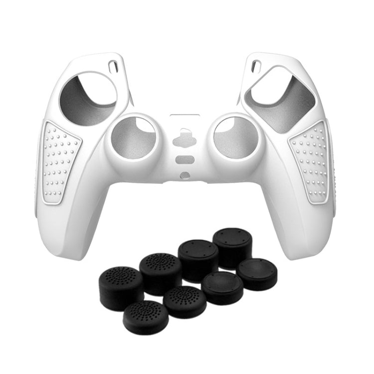 For PS5 Gamepad Silicone Protective Case Anti-Skid Soft Silicone Cover, White, Blue, Black, White+2 Hats, Blue+2 Hats, Black+2 Hats, White+8 Hats, Blue+8 Hats, Black+8 Hats – Durable Build, Easy to Use White+8 Hats