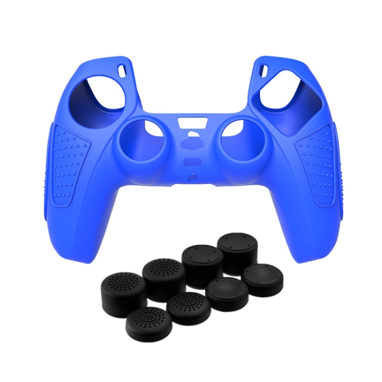 For PS5 Gamepad Silicone Protective Case Anti-Skid Soft Silicone Cover, White, Blue, Black, White+2 Hats, Blue+2 Hats, Black+2 Hats, White+8 Hats, Blue+8 Hats, Black+8 Hats – Durable Build, Easy to Use Blue+8 Hats