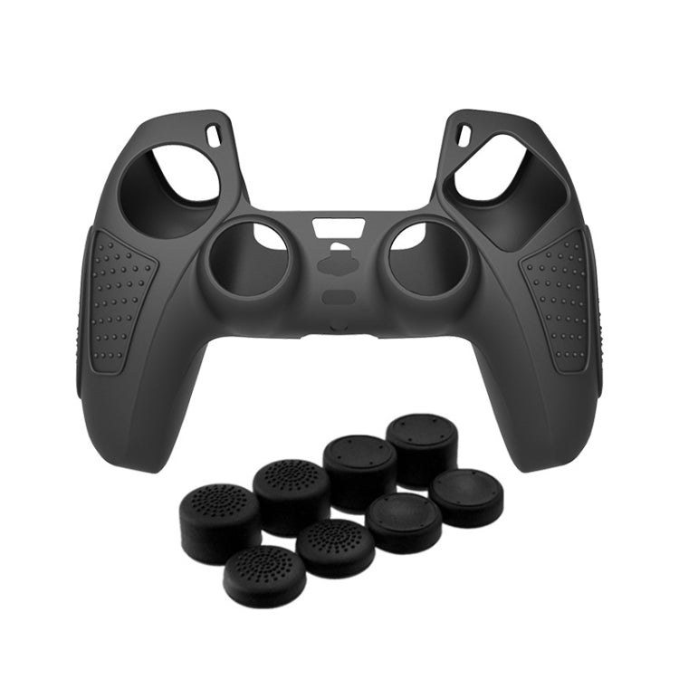For PS5 Gamepad Silicone Protective Case Anti-Skid Soft Silicone Cover, White, Blue, Black, White+2 Hats, Blue+2 Hats, Black+2 Hats, White+8 Hats, Blue+8 Hats, Black+8 Hats – Durable Build, Easy to Use Black+8 Hats