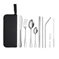 Portable Stainless Steel Cutlery Set Outdoor Picnic Knife And Fork Tool With Storage Bag, A Model Silver, A Model Gold, A Model Black, B Model Silver, B Model Gold, B Model Black, C Model Silver, C Model Black A Model Silver