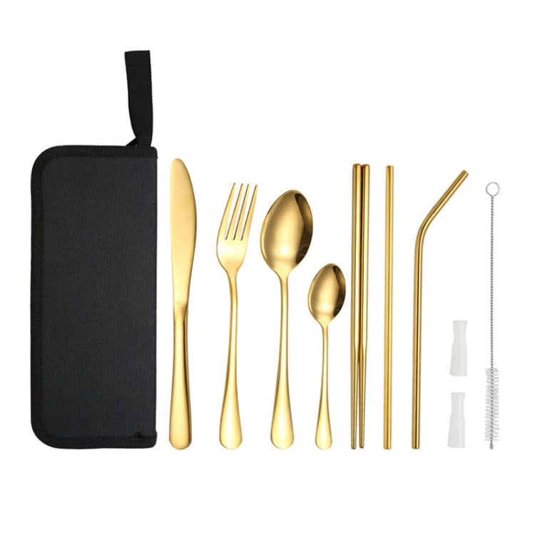 Portable Stainless Steel Cutlery Set Outdoor Picnic Knife And Fork Tool With Storage Bag, A Model Silver, A Model Gold, A Model Black, B Model Silver, B Model Gold, B Model Black, C Model Silver, C Model Black – Durable Build, Easy to Use A Model Gold