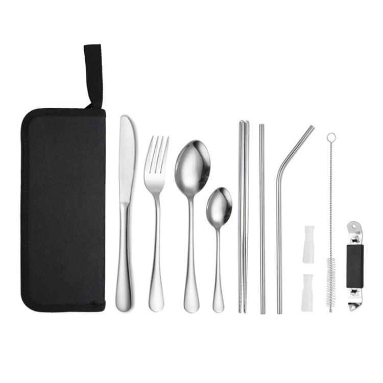 Portable Stainless Steel Cutlery Set Outdoor Picnic Knife And Fork Tool With Storage Bag, A Model Silver, A Model Gold, A Model Black, B Model Silver, B Model Gold, B Model Black, C Model Silver, C Model Black – Durable Build, Easy to Use B Model Silver