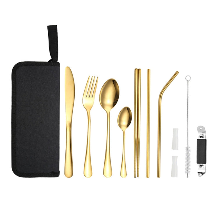 Portable Stainless Steel Cutlery Set Outdoor Picnic Knife And Fork Tool With Storage Bag, A Model Silver, A Model Gold, A Model Black, B Model Silver, B Model Gold, B Model Black, C Model Silver, C Model Black – Durable Build, Easy to Use B Model Gold